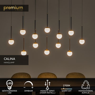 Lucide CALINA - Hanglamp - LED Dimb. - 12x7,7W 2700K - Zwart | Premium